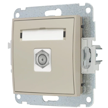 Mechanizm gniazda antenowego pojedynczego typu F SAT niklowany Karlik seria MINI 60MGF-1 kolor taupe