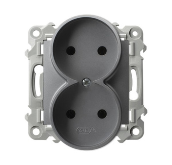 Gniazdo podwójne moduł bez ramki seria SZAFIR kolor Szary mat symbol GP-2ZR/m/70