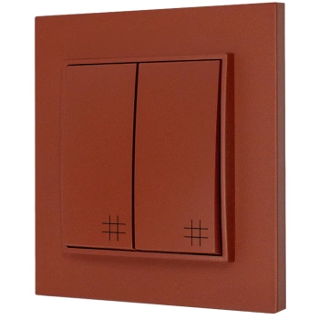 Włącznik krzyżowy podwójny z ramką kwadratową seria MINI kolor terakota
