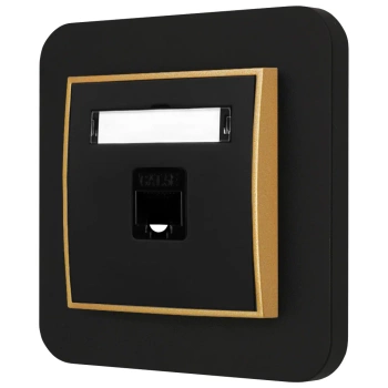 Gniazdo internetowe rj45 1x z ramką zaokrągloną seria MINI kolor czarny złoty