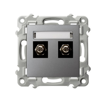 Gniazdo ekwipotencjalne podwójne seria SZAFIR kolor Szary mat symbol GPE-2Z/m/70