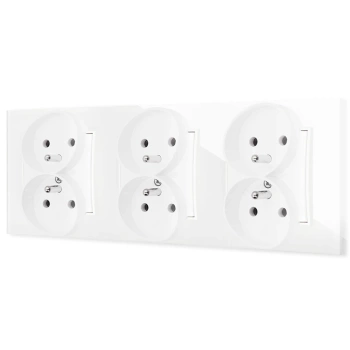 Trzy gniazda podwójne z ramką kwadratową efekt szkła seria ICON kolor biały