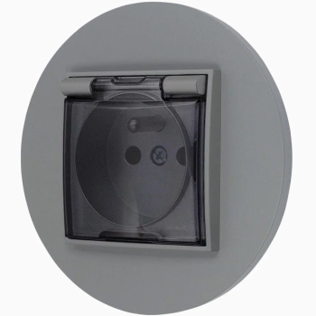 Gniazdo hermetycze z ramką okrągłą seria MINI kolor szary mat