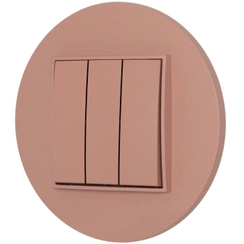 Włącznik potrójny z ramką okrągłą seria MINI kolor łososiowy