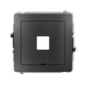 Mechanizm gniazda multimedialnego pojedynczego bez modułu, bez pola opisowego standard Keystone Karlik seria DECO 11DGMBO-1P kolor grafitowy