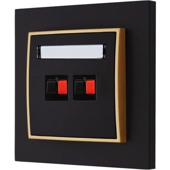 Gniazdo głośnikowe podwójne z ramką mini kolor czarny mat/złoty