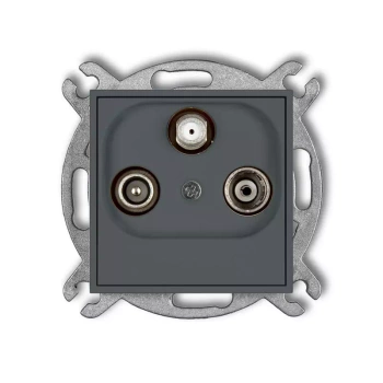 Mechanizm gniazda abonenckiego RTV-SAT przelotowego 10dB Karlik seria MINI 28MGSP kolor grafitowy mat