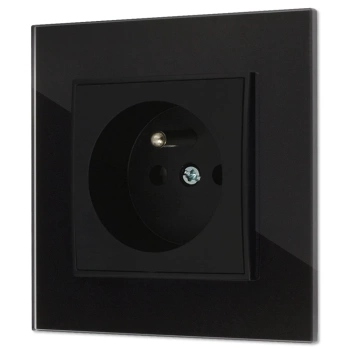 Gniazdo pojedyncze z ramką kwadratową efekt szkła seria ICON kolor czarny