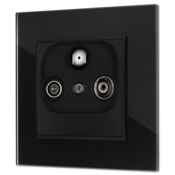 Gniazdo rtv-sat z ramką kwadratową efekt szkła seria ICON kolor czarny