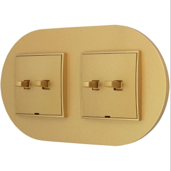 Dwa włączniki podwójne w stylu USA ramka okrągła seria Mini kolor złoty