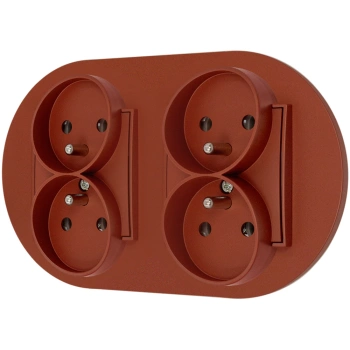 Dwa gniazda podwójne z ramką okrągłą seria MINI kolor terakota