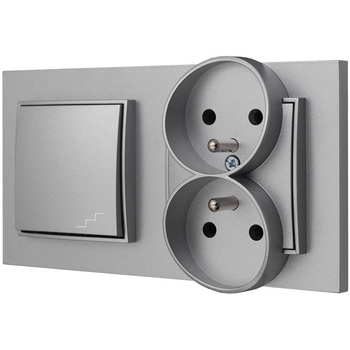 Włącznik z gniazdkiem  bezpieczne dla dzieci kolor srebrny 15