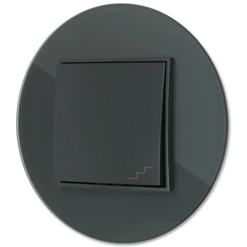 Włącznik schodowy z ramką okrągłą efekt szkła seria ICON kolor grafitowy mat