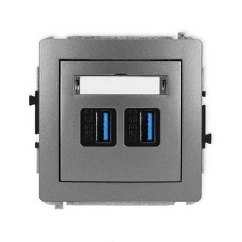 Mechanizm gniazda podwójnego 2xUSB A-A 3.0 Karlik seria DECO 11DGUSB-6 kolor grafitowy