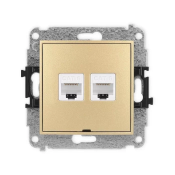 Mechanizm gniazda komputerowego podwójnego 2xRJ45, kat. 6, 8-stykowy, bez pola opisowego Karlik seria MINI 29MGKBO-4 kolor złoty