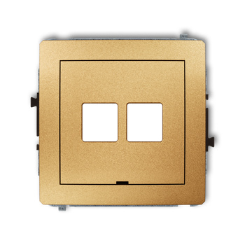Mechanizm gniazda multimedialnego podwójnego bez modułu, bez pola opisowego standard Keystone Karlik seria DECO 29DGMBO-2P kolor złoty