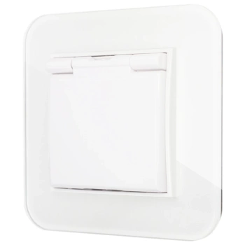 Gniazdo hermetyczne z ramką zaokrągloną efekt szkła seria ICON kolor biały