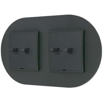 Dwa włączniki podwójne w stylu USA ramka okrągła seria Mini kolor grafitowy mat