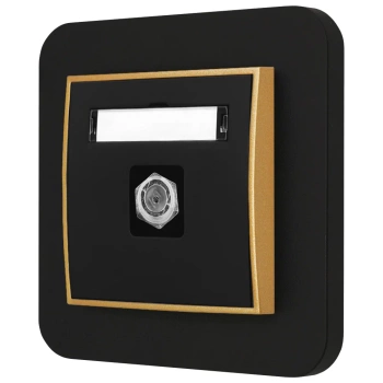 Gniazdo antenowe 1x z ramką zaokrągloną seria MINI kolor czarny złoty