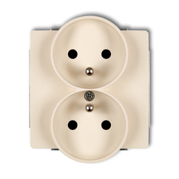 Mechanizm gniazda podwójnego do ramki DECO Soft z uziemieniem 2x2P+Z z przesłonami torów Karlik seria DECO 1DGPRSO-2zp kolor beżowy