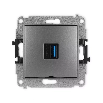 Mechanizm gniazda pojedynczego USB A-A 3.0, bez pola opisowego Karlik seria ICON 11IGUSBBO-5 kolor grafitowy