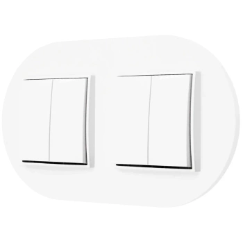 Dwa włączniki podwójne z ramką okrągłą seria MINI kolor biały