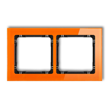 Ramka uniwersalna podwójna - efekt szkła ramka: pomarańczowa; spód: czarny Karlik seria DECO 13-12-DRS-2 kolor pomarańczowy