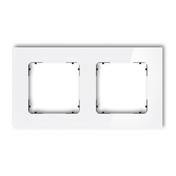 Ramka uniwersalna podwójna kwadratowa - efekt szkła ramka: biała spód: czarny Karlik seria ICON 0-12-IRSK-2 kolor biały
