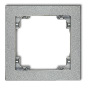 Ramka uniwersalna pojedyncza z tworzywa Karlik seria DECO 7DR-1 kolor srebrny metalik