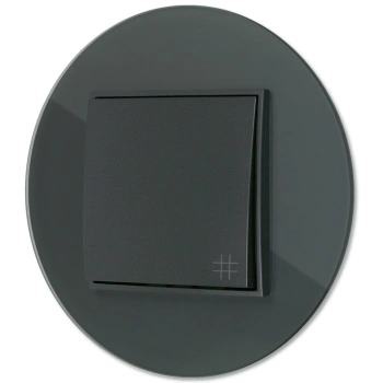 Włącznik krzyżowy z ramką okrągłą efekt szkła seria ICON kolor grafitowy mat