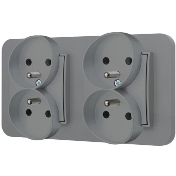 Dwa gniazda podwójne z ramką zaokrągloną seria MINI kolor szary mat