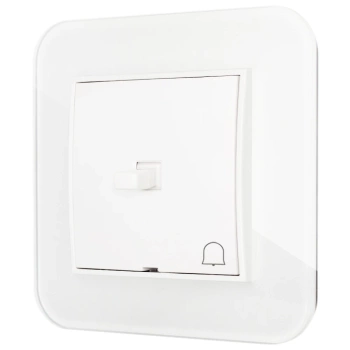 Włącznik dzwonkowy w stylu USA ramka zaokrąglona efekt szkła seria ICON kolor biały