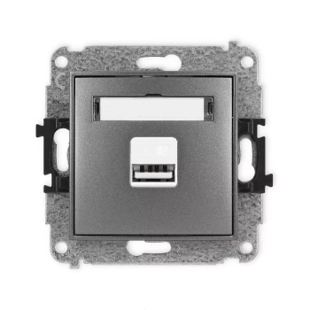 Mechanizm ładowarki USB pojedynczej USB A, 10W max., 5V, 2A Karlik seria ICON 11ICUSB-3 kolor grafitowy