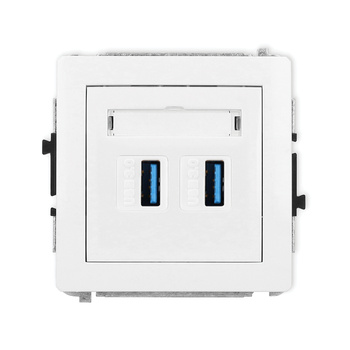 Mechanizm gniazda podwójnego 2xUSB A-A 3.0 Karlik seria DECO DGUSB-6 kolor biały