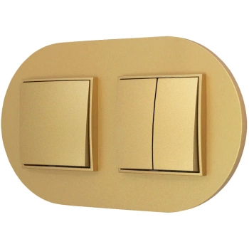 Dwa włączniki pojedynczy i podwójny z ramką okrągłą seria MINI kolor złoty