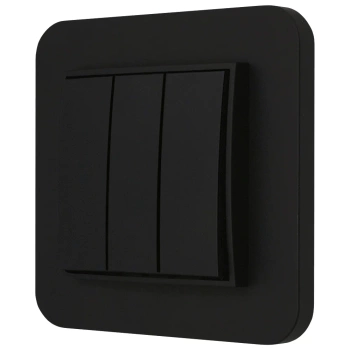 Włącznik potrójny z ramką zaokrągloną seria MINI kolor czarny