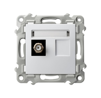 Gniazdo antenowe typu F pojedyncze seria SZAFIR kolor Biały symbol GPA-1ZF/m/00