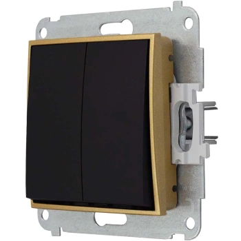 Włącznik podwójny bez ramki karlik mini kolor czarny mat/złoty