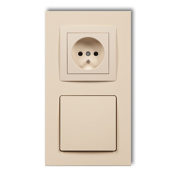 Gniazdo ssące odkurzacza centralnego z gniazdem pojedynczym z uziemieniem DECOvac Karlik seria DECO 1DGV-2 kolor beżowy