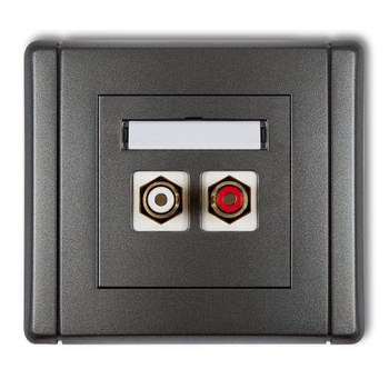 Gniazdo podwójne RCA typu cinch - biały i czerwony, pozłacane Karlik seria FLEXI 11FGRCA-2 kolor grafitowy