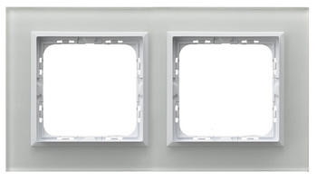 Ramka podwójna seria SONATA kolor Białe szkło symbol R-2RGC/31/00