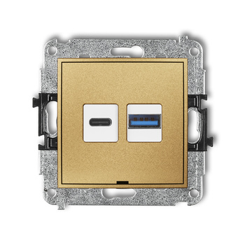 Mechanizm ładowarki USB podwójnej USB C + USB A, 20W max., bez pola opisowego Karlik seria ICON 29ICUSBBO-8 kolor złoty