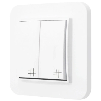 Włącznik krzyżowy podwójny z ramką zaokrągloną seria MINI kolor biały mat