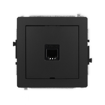 Mechanizm gniazda telefonicznego pojedynczego 1xRJ11, 4-stykowy, beznarzędziowe, bez pola opisowego Karlik seria DECO 12DGTBO-1 kolor czarny mat