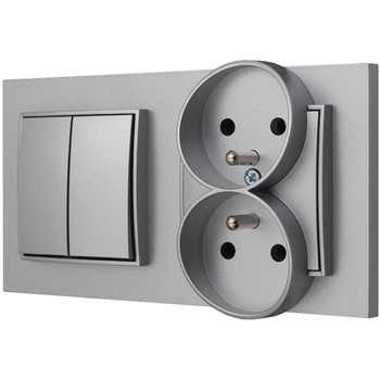 Włącznik z gniazdkiem  bezpieczne dla dzieci kolor srebrny 14