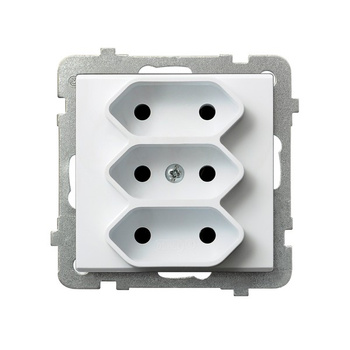 Gniazdo potrójne EURO seria SONATA kolor Biały symbol GP-3R/m/00