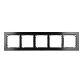 Ramka uniwersalna pięciokrotna - aluminium szczotkowane ramka: czarna; spód: grafitowy Karlik seria DECO 12-11-DRA-5 kolor czarny
