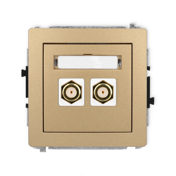 Mechanizm gniazda antenowego podwójnego typu F SAT pozłacany Karlik seria DECO 8DGF-2.1 kolor złoty metalik