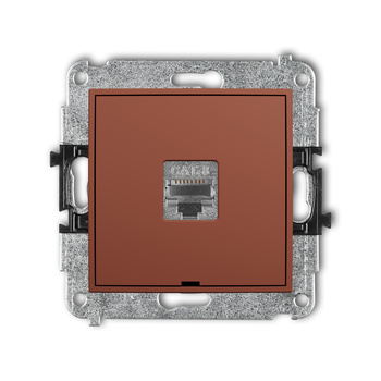 Mechanizm gniazda komputerowego pojedynczego 1xRJ45, kat. 8, ekranowany, 8-stykowy, bez pola opisowego Karlik seria ICON 63IGKBO-11 kolor terakota