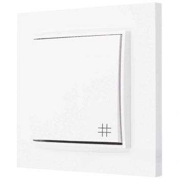 Włącznik krzyżowy z ramką prostą seria MINI kolor biały mat